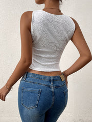V-Neck Bow Decoration Lace Tank Top