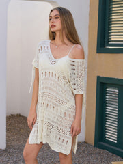 V-Neck See Through Split Beach Dress