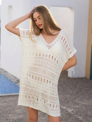V-Neck See Through Split Beach Dress