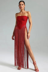 Aelia Fringe Patchwork Maxi Dress