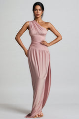 Ildrak One Shoulder Ruched Maxi Dress