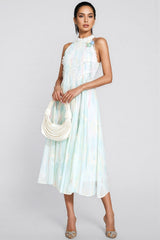 Enorad Green Halter Sleeveless Midi Dress