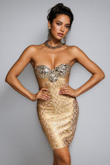 Verity Rhinestone Printed Bandage Mini Dress