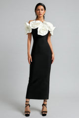 Slaia Flower One Shoulder Maxi Dress