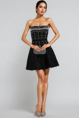 Kaelith Black Diamond Embellished Mini Dress