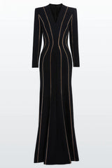 Luxrtp Black Rhinestone Maxi Dress