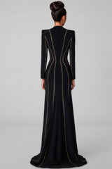 Luxrtp Black Rhinestone Maxi Dress