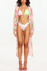 Lou Flower Print Bikini Three Piece Set