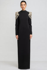 Luned Beaded Rhinestone Backless Maxi Dress