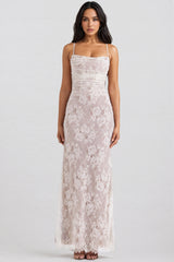 Yoshi Vintage Cream Lace Maxi Dress