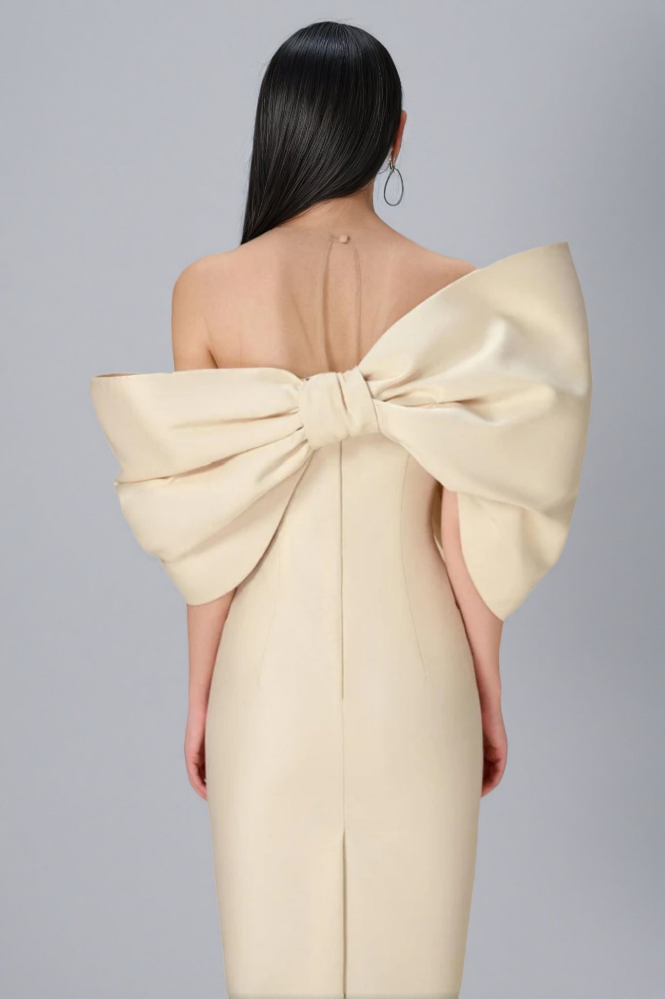 Olera Strapless 3D Bow Maxi Dress-Apricot