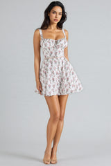 Josst White Rose Print Stretch Cotton Mini Dress