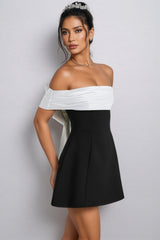 Deltly Black Bow Cross Asymmetrical Mini Dress