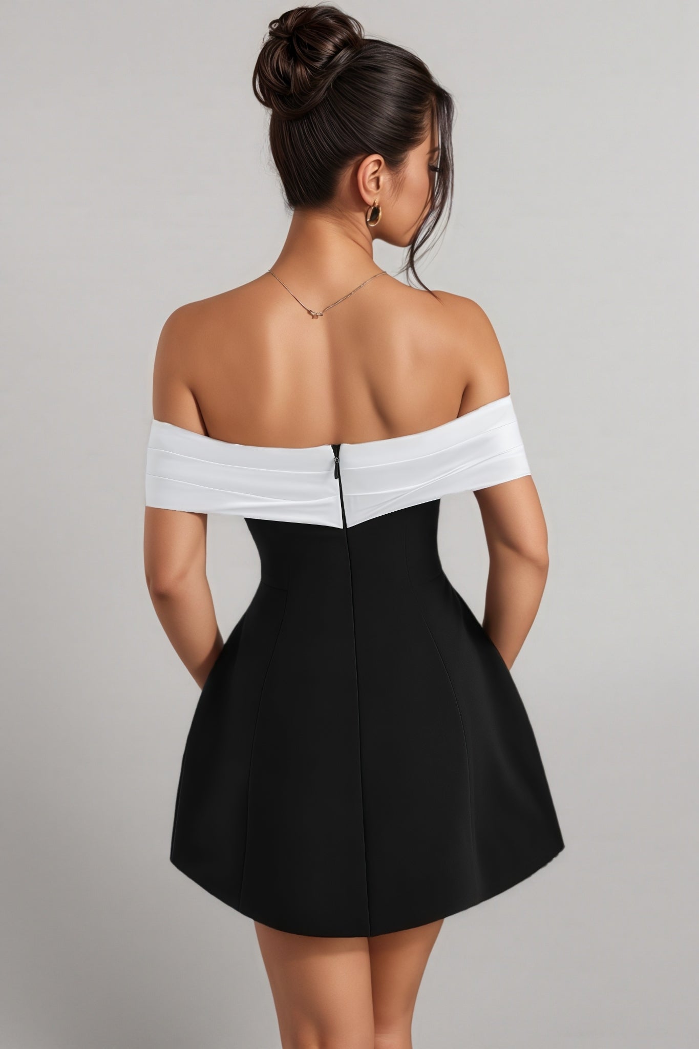 Deltly Black Bow Cross Asymmetrical Mini Dress