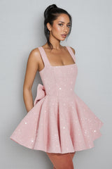 Brice Pink Big Bow Mini Dress