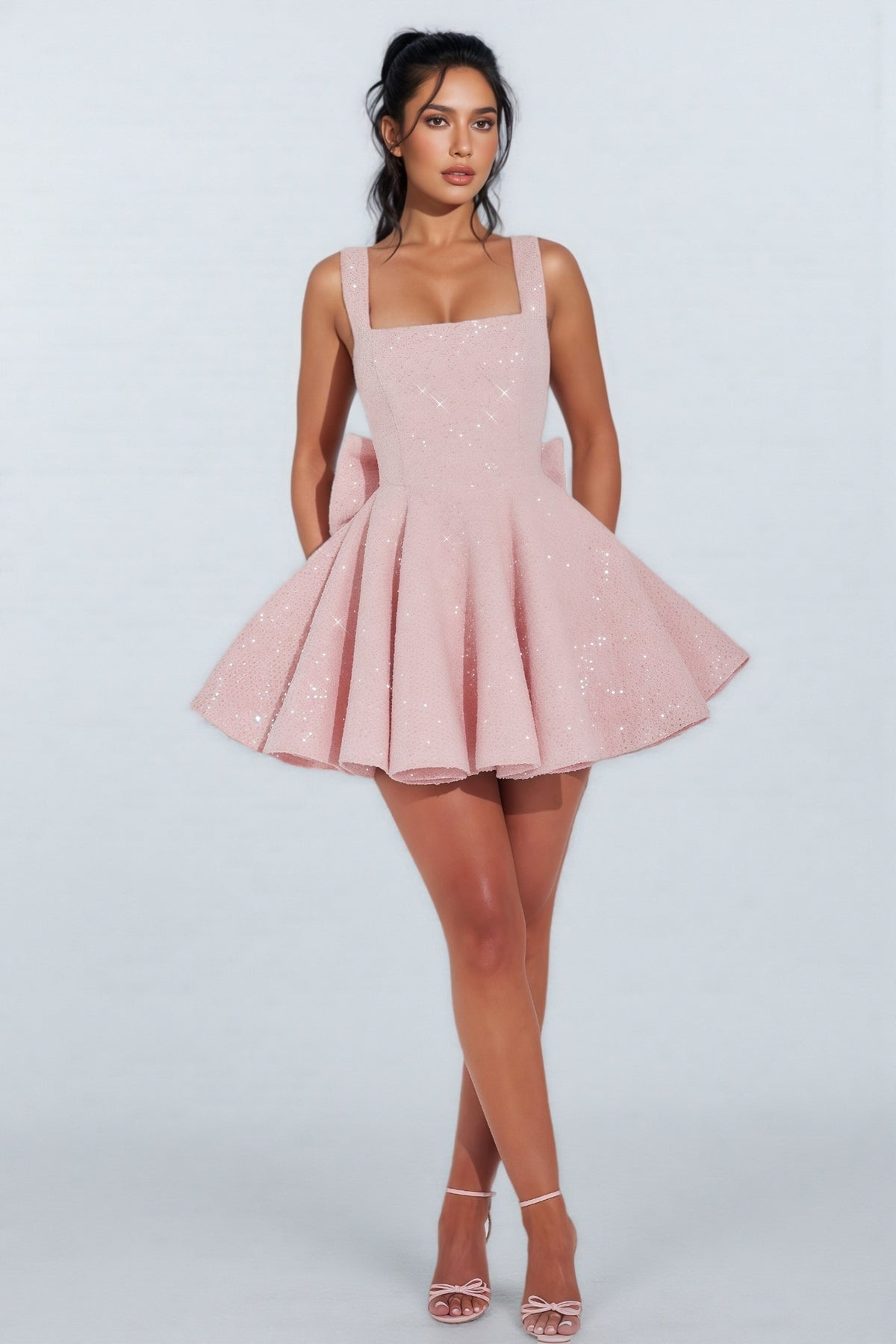 Brice Pink Big Bow Mini Dress
