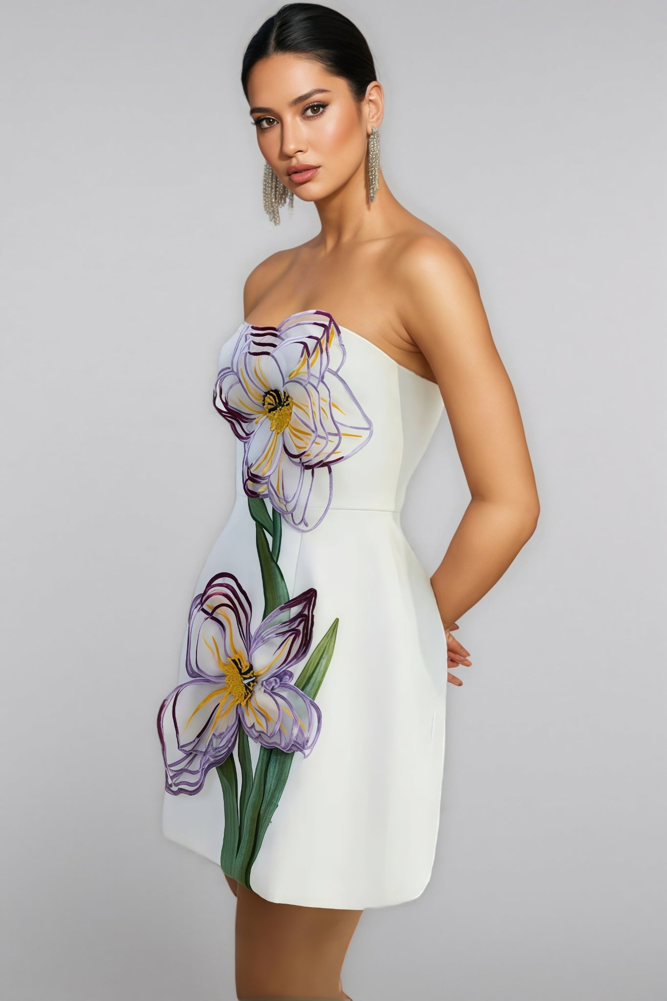 Elmin White Floral Bustier Mini Dress