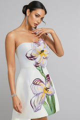 Elmin White Floral Bustier Mini Dress