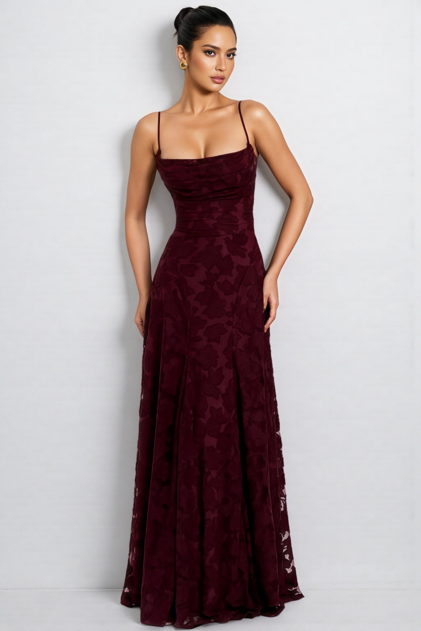 Liralk Red Strapless Mesh Maxi Dress
