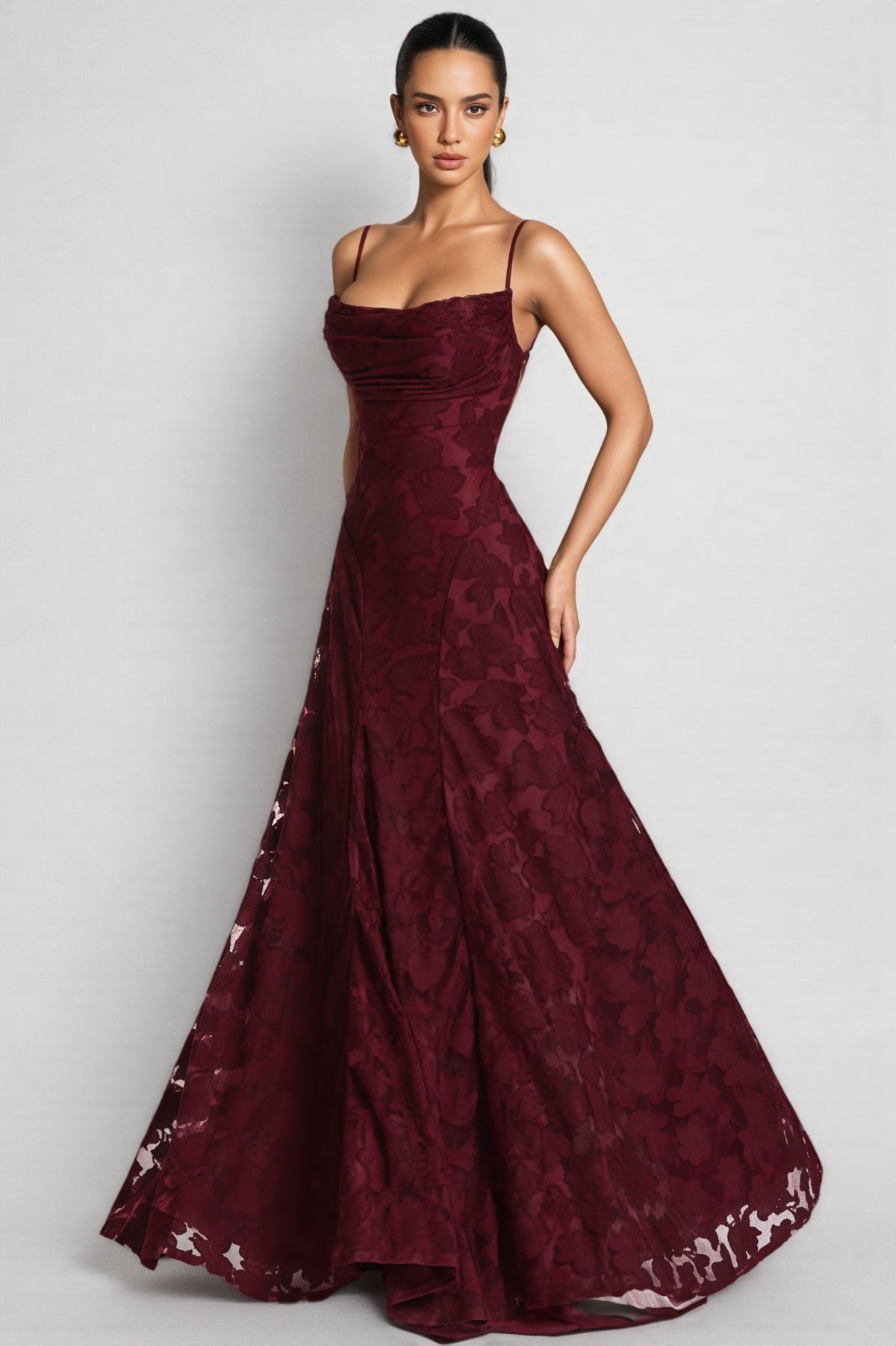 Liralk Red Strapless Mesh Maxi Dress
