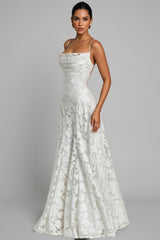 Mirarlt White Strapless Mesh Maxi Dress