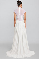 Mishatp White Semi Sheer Chiffon Maxi Dress