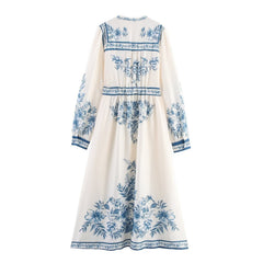 Ruby Patterned Print Long Sleeve Maxi Dress