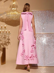 Anna Purple One Shoulder 3D Floral Maxi Dress