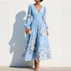 Finloe Belted Leaf Floral Print Maxi Dress