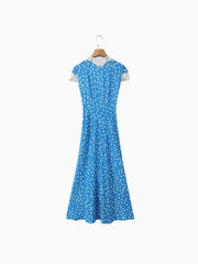 Elmer Blue Polka Dot Chiffon Maxi Dress
