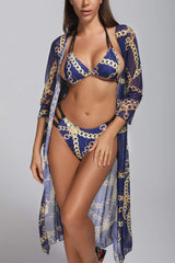 Ansel Blue Bikini Three Piece Set
