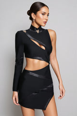 Glacial One Shoulder Cutout Mini Bandage Dress