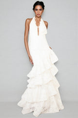 Yaric Halter Backless Cake Maxi Dress