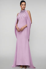 Tiana Purple Shawl Embellished Maxi Dress