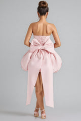 Cordt Pink Bow Halter Lantern Mini Dress