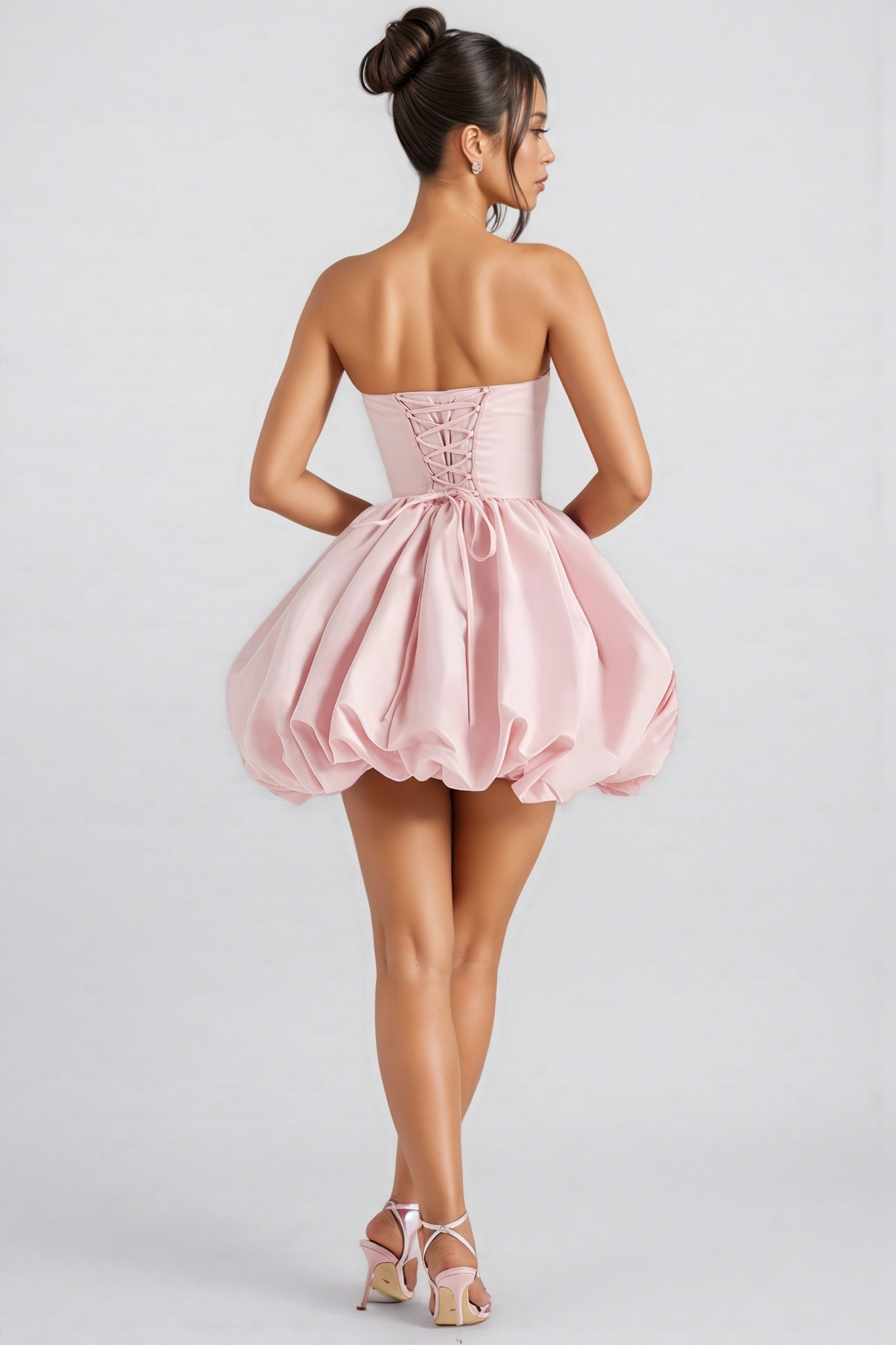 Cordt Pink Bow Halter Lantern Mini Dress