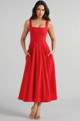 Brynd Red Strappy Midi Dress