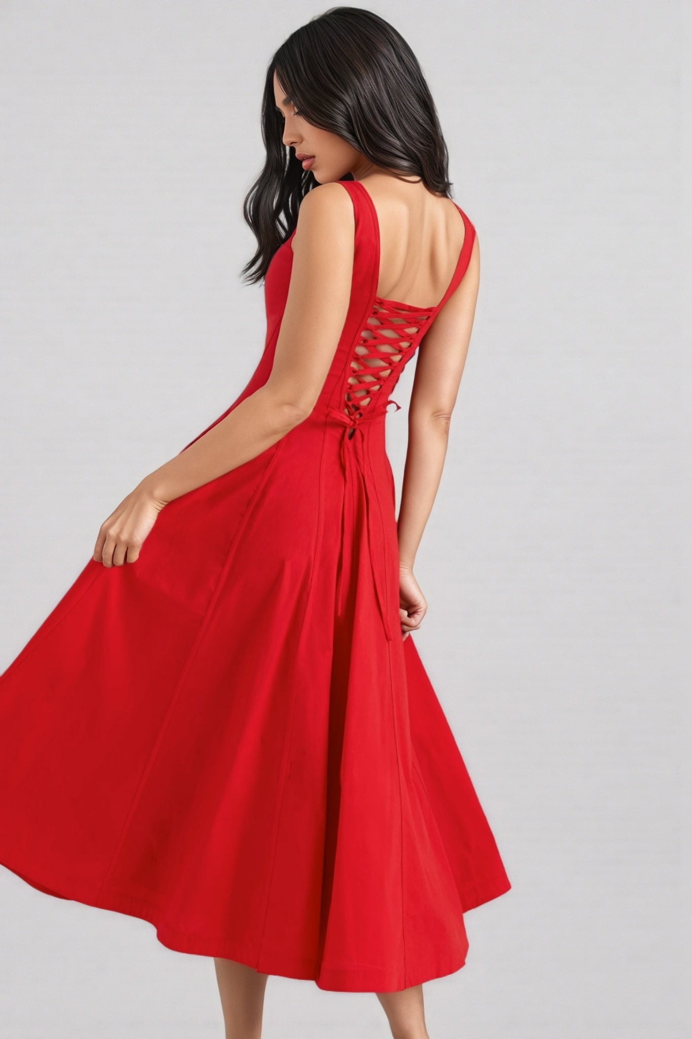 Brynd Red Strappy Midi Dress