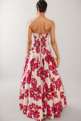 Imani Ruched Floral Cotton Maxi Dress