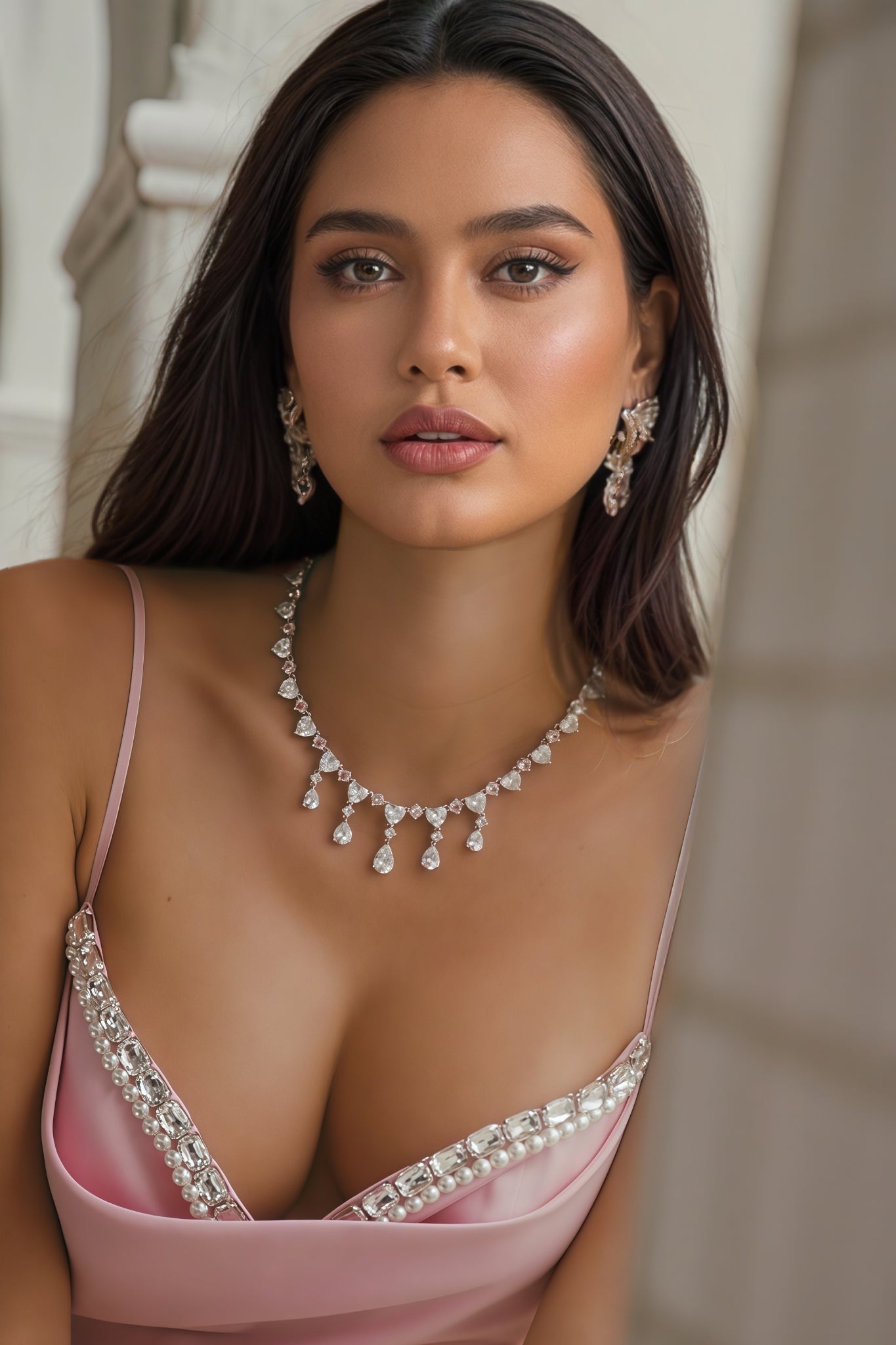 Roie Pink Halter Backless Mini Dress