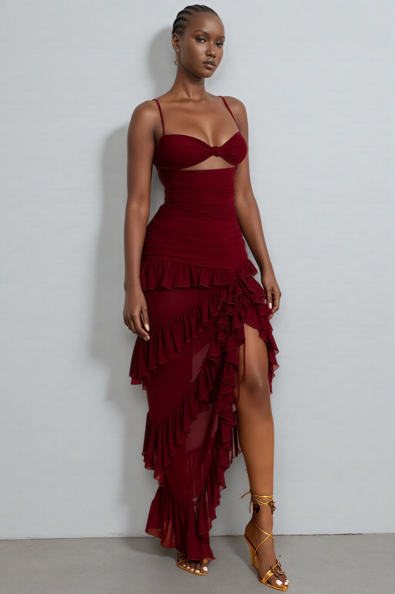 Imara Cutout Side Split Backless Maxi Dress