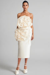 Roie 3D Flower Design Midi Dress
