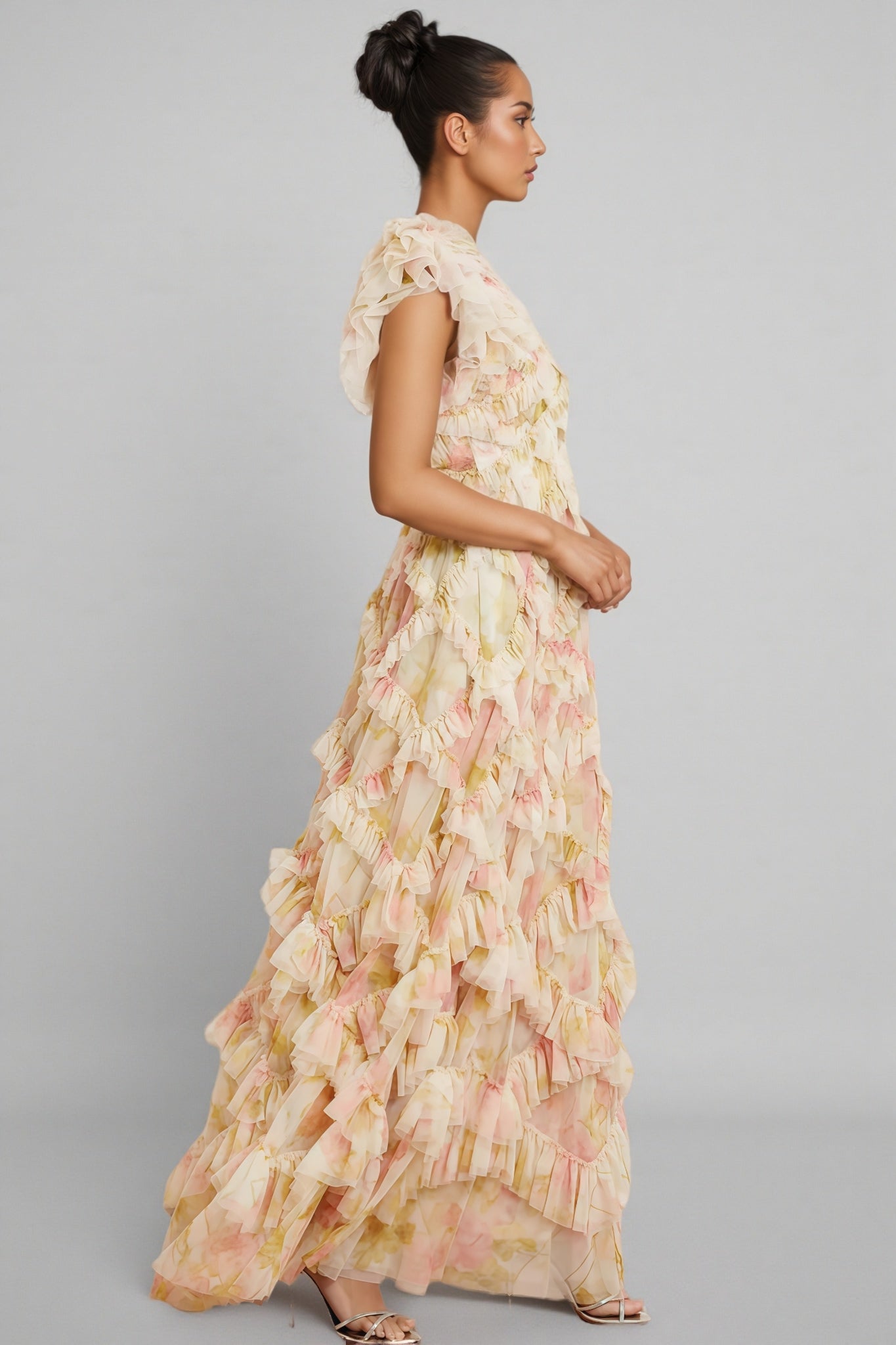 Alden Embroidered Printed Sleeveless Maxi Dress