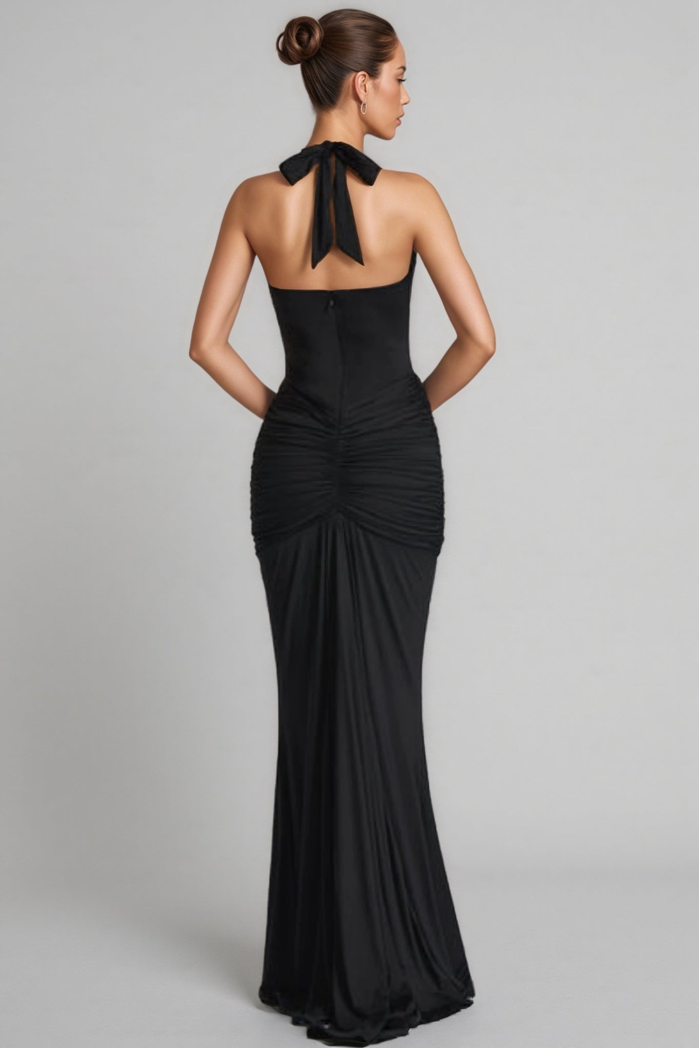 Patricia Black Deep V-Neck Backless Maxi Dress
