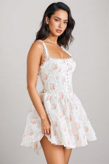 Zorat Rose Print Stretch Cotton Mini Dress