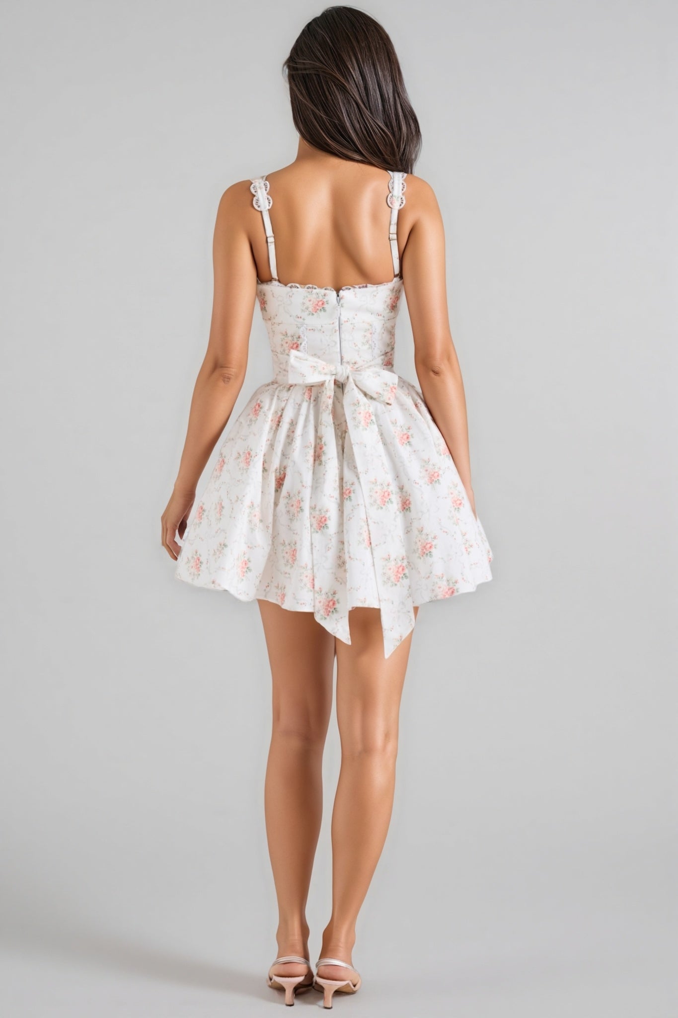 Zorat Rose Print Stretch Cotton Mini Dress