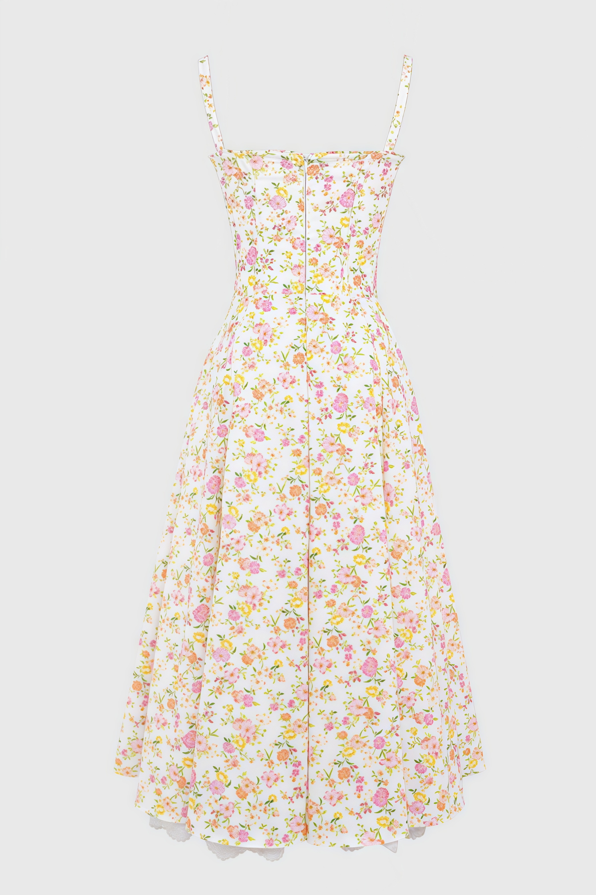Larkt Meadow Floral Print Cotton Bustier Midi Dress
