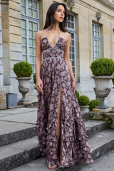 Winont Printed Sleeveless Beaded Maxi Dress