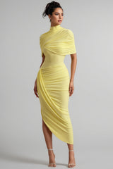 Orlitk Asymmetric Twisted Cape Maxi Dress