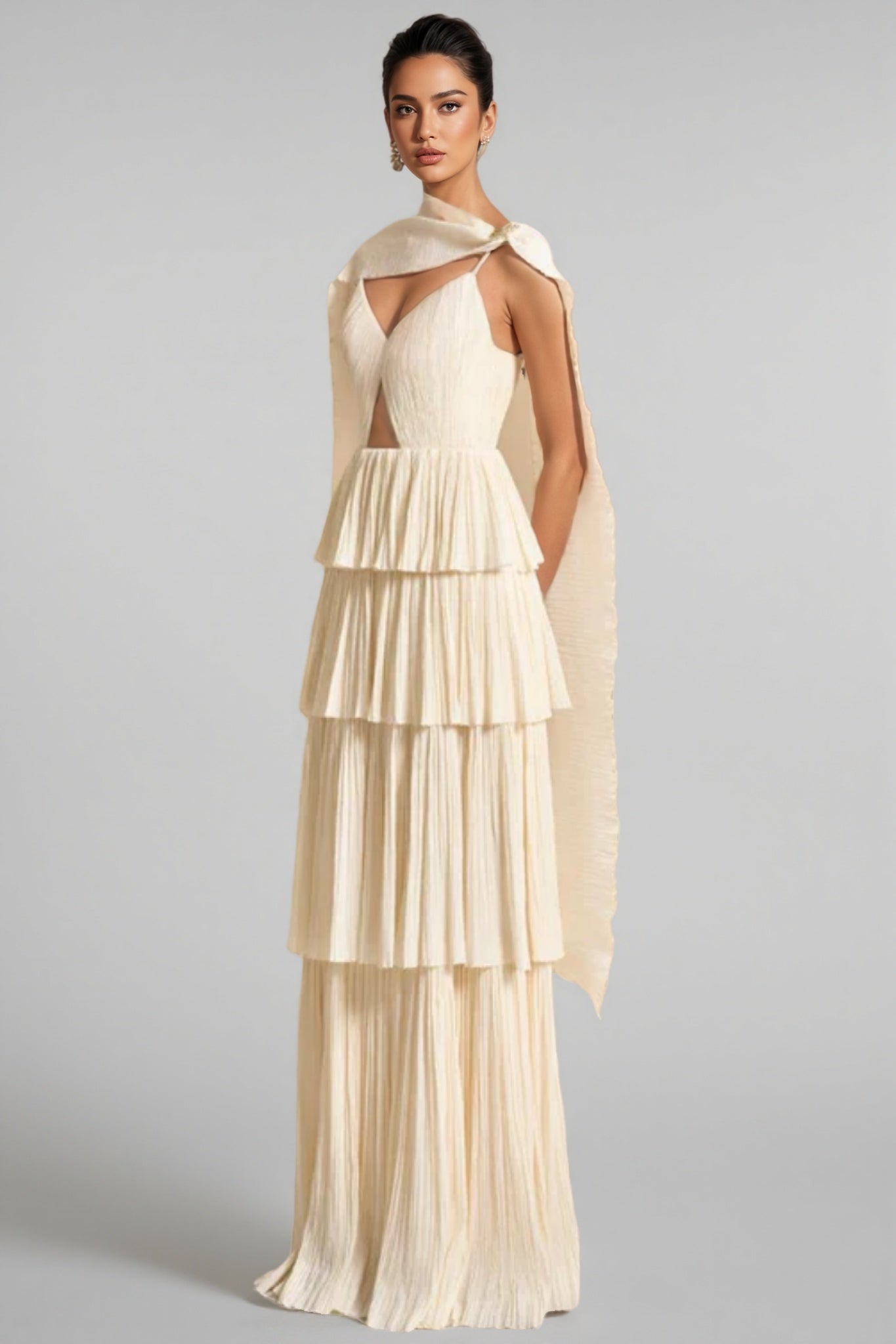 Ulwed Openwork Pleated Maxi Dress